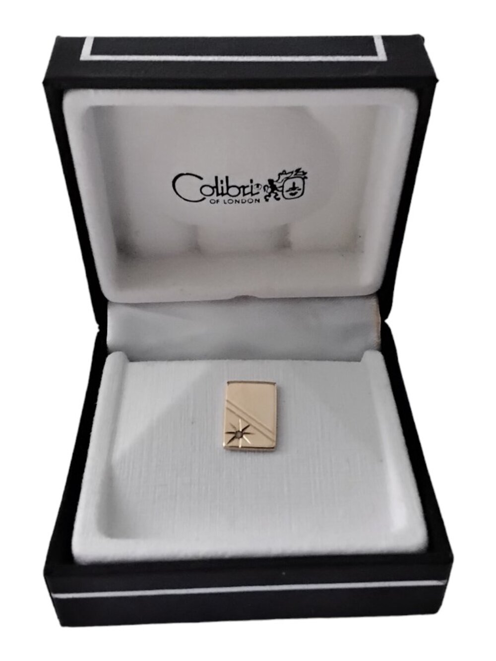 Vintage Colibri of London Tie Pin Gold Tone Metal in Original Case - Pre Owned